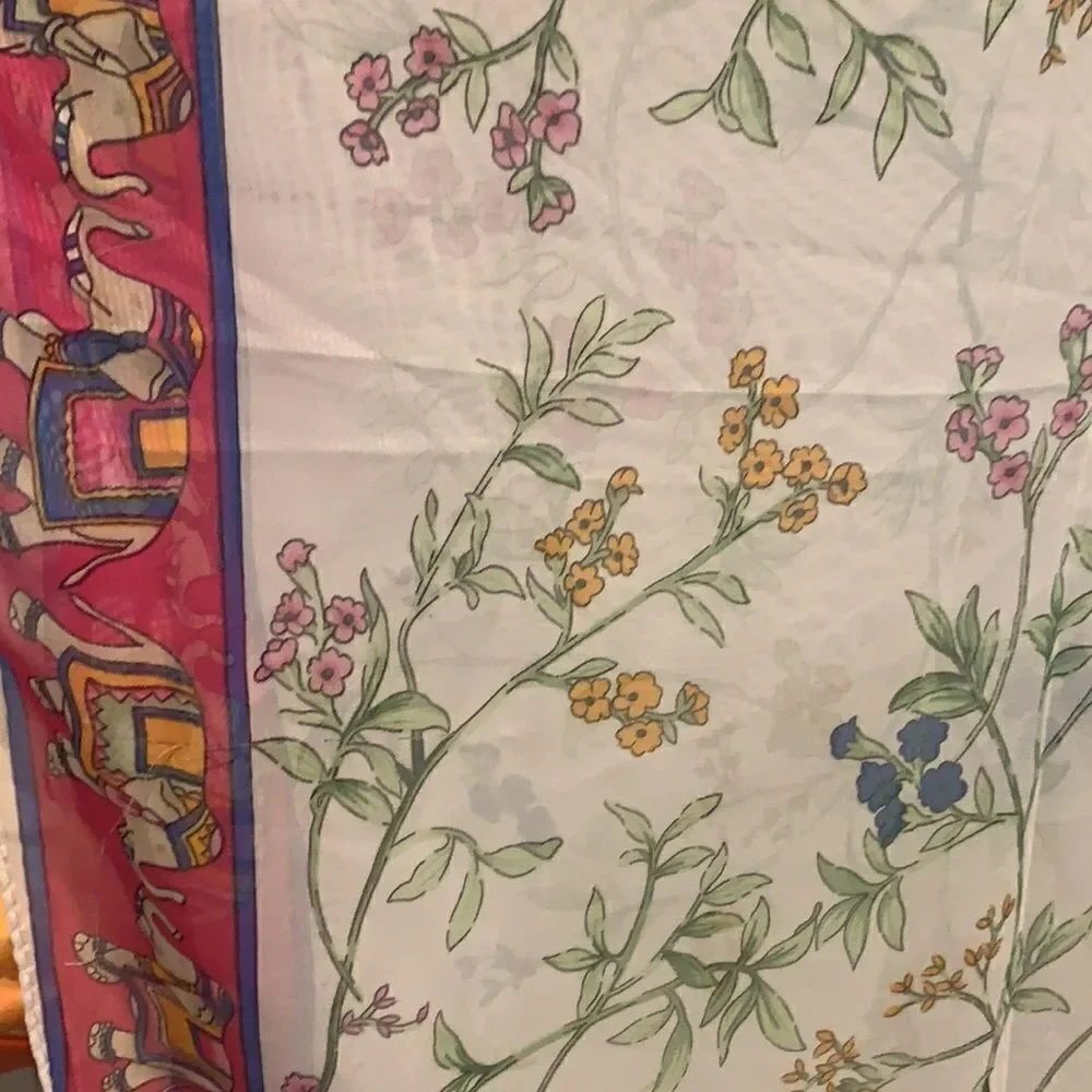 Scarf with flowers & Elephants 🐘